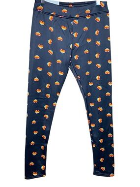 Serra Black Leggings NWT Rainbow Heart Pattern Stretchy Loungewear Fleece Lined